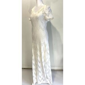 Vintage Exit in White maxi dress net breathable casual coastal women's XL